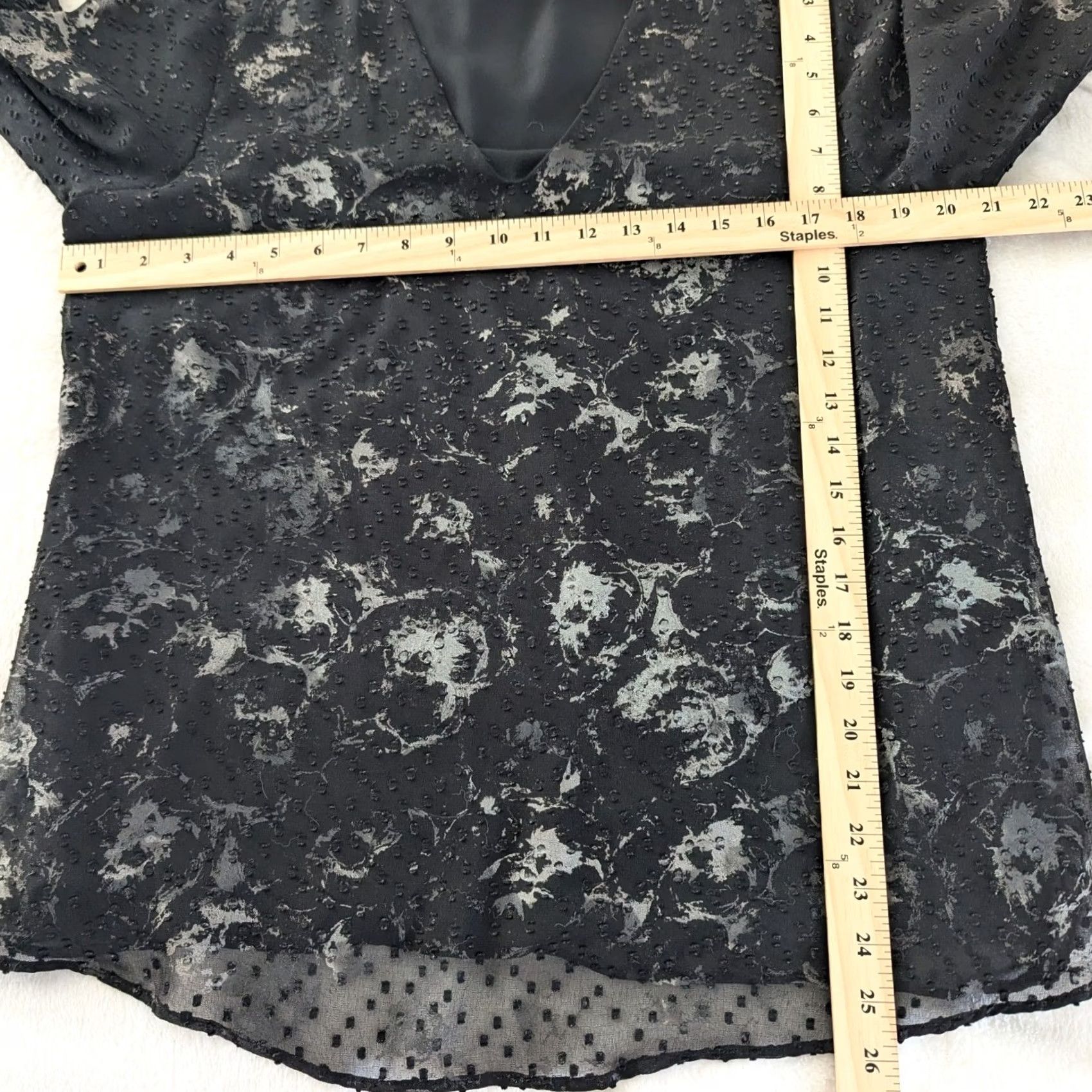 Alfani Alfani Black Floral Burnout Bell Sleeve V-Neck Lined Blouse Top Womens Sz Med Size M / US 6-8 / IT 42-44 - 5 Thumbnail