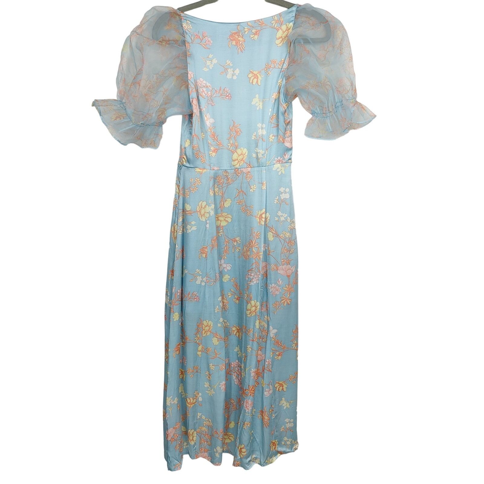 French Connection French Connection Floral Midi Dress Womens 0 Blue Pink Size XS / US 0-2 / IT 36-38 - 3 Thumbnail