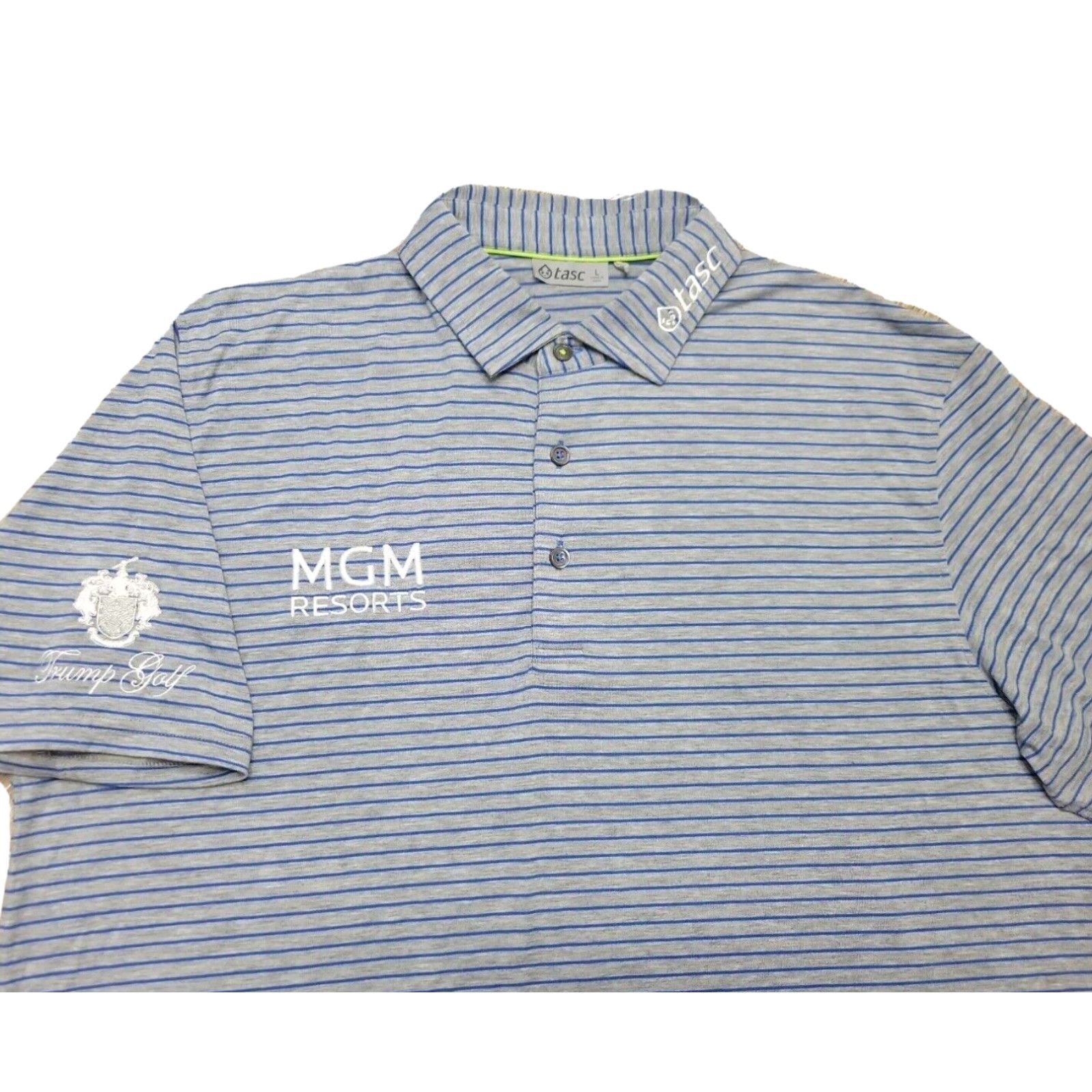 image of Vintage Tour Issue Benny Taylor Men L Trump Golf Tasc Mgm Microair Polo Shirt Gray Blue in White (S