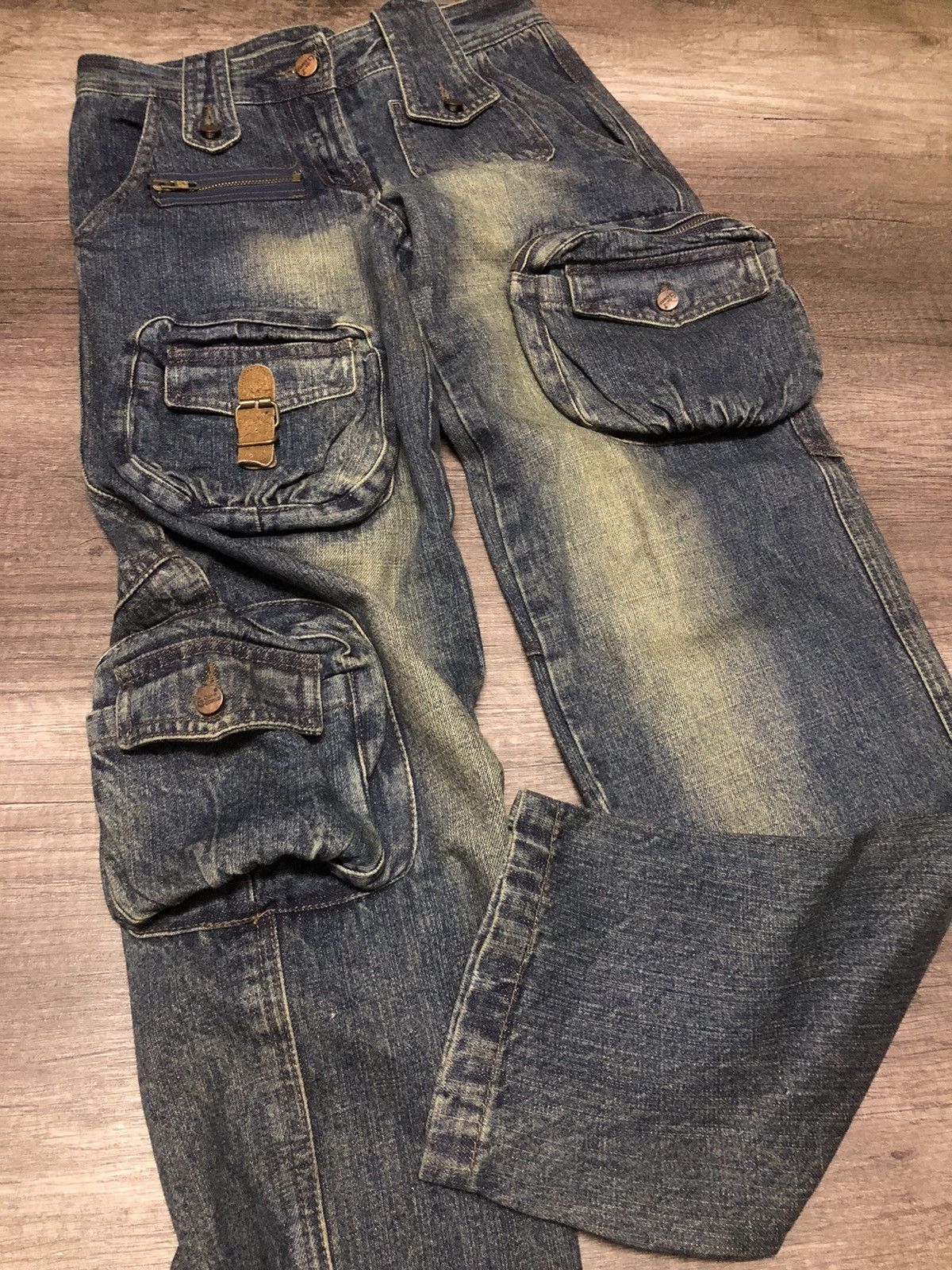 Japanese Brand × Le Grande Bleu (L.G.B.) Q Zhi Yi Zu Cargo Jeans Multi Pocket Size 28" / US 6 / IT 42 - 2 Thumbnail