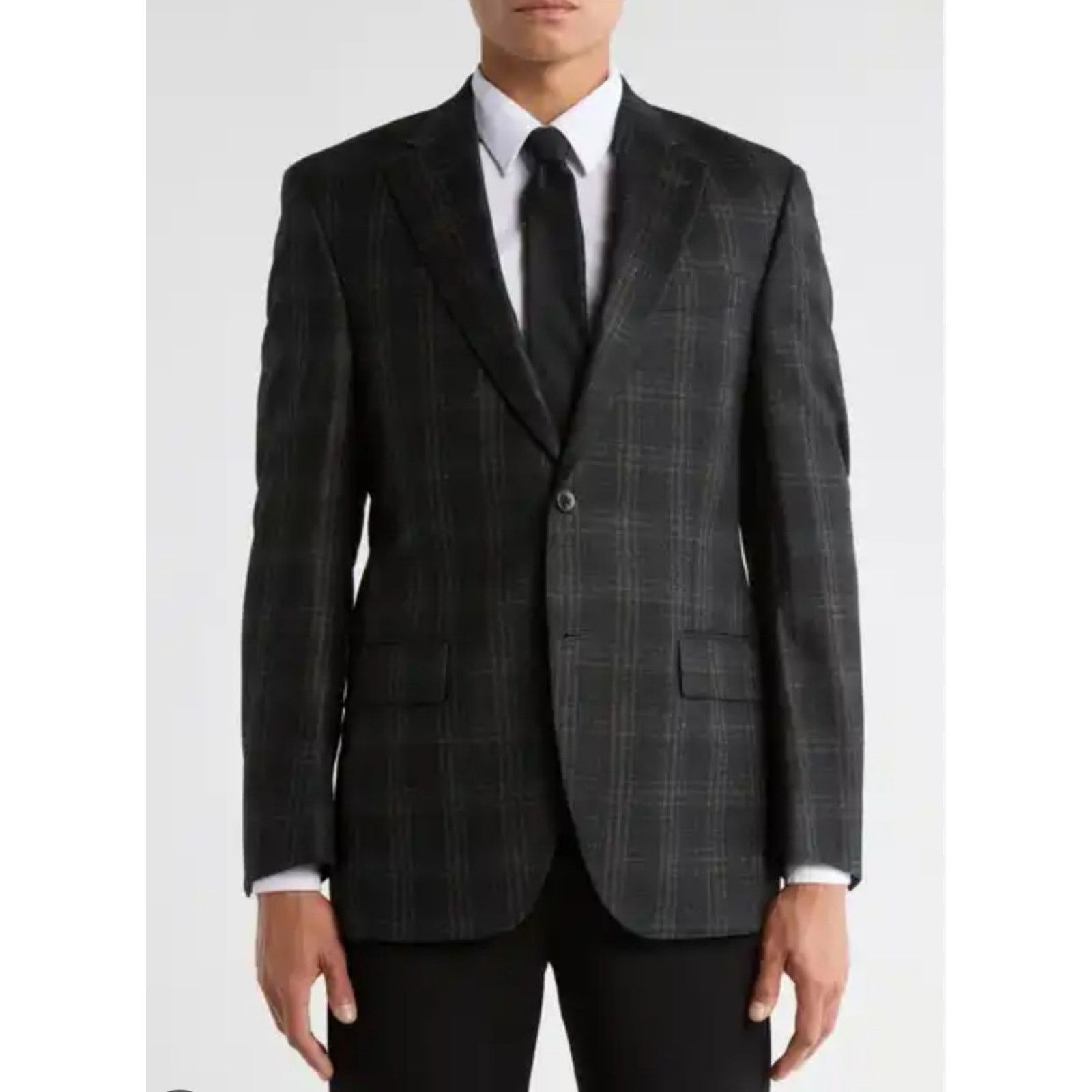 John Varvatos John Varvatos* USA Dark Plaid Grey Plazer Jacket 36R Size 36R - 1 Thumbnail
