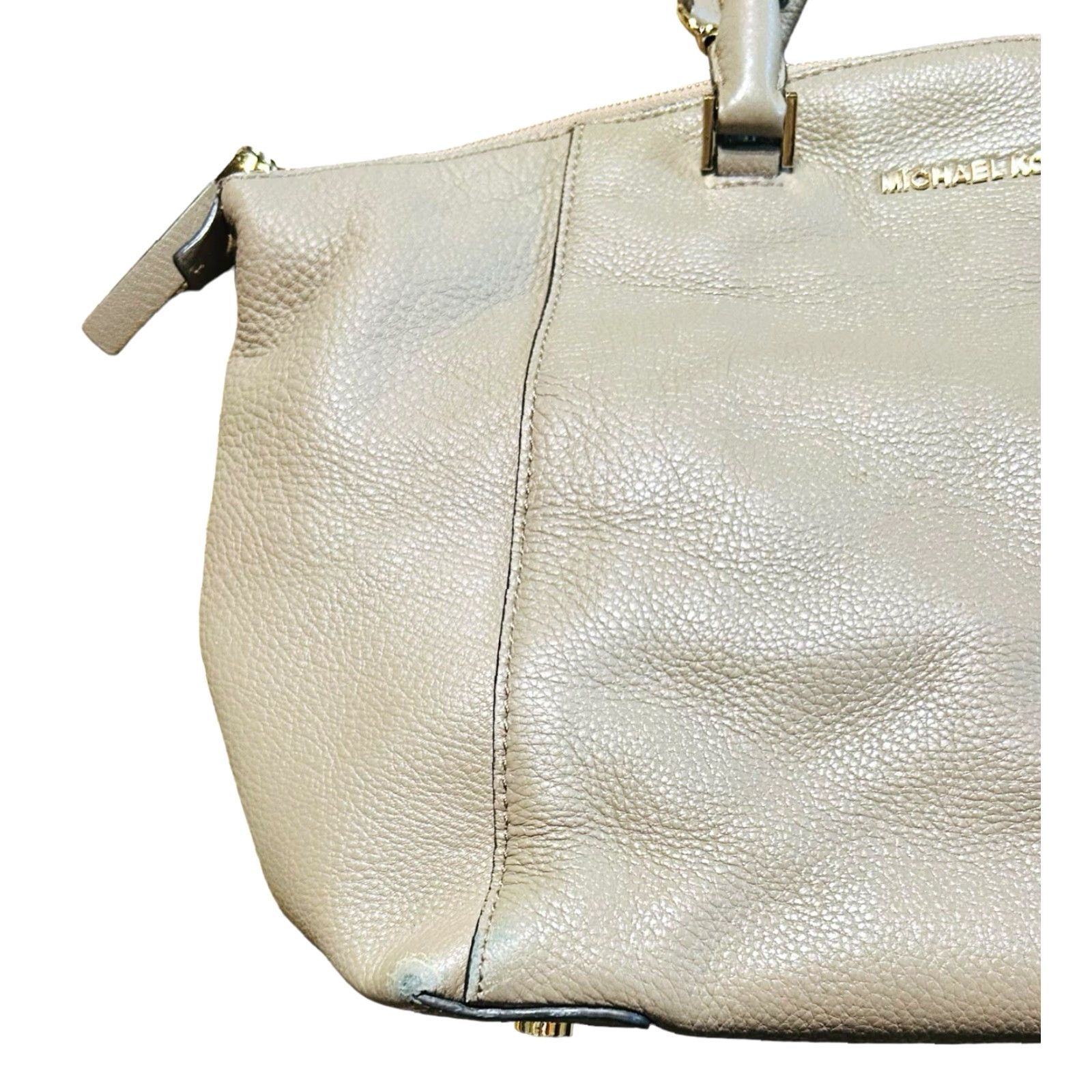 Vintage MICHAEL KORS Riley Leather Crossbody Purse Tote Shoulder Handbag Womens Brown Bag Gray Strap 15in 11in 16in 3in Pebbled Size ONE SIZE - 5 Thumbnail