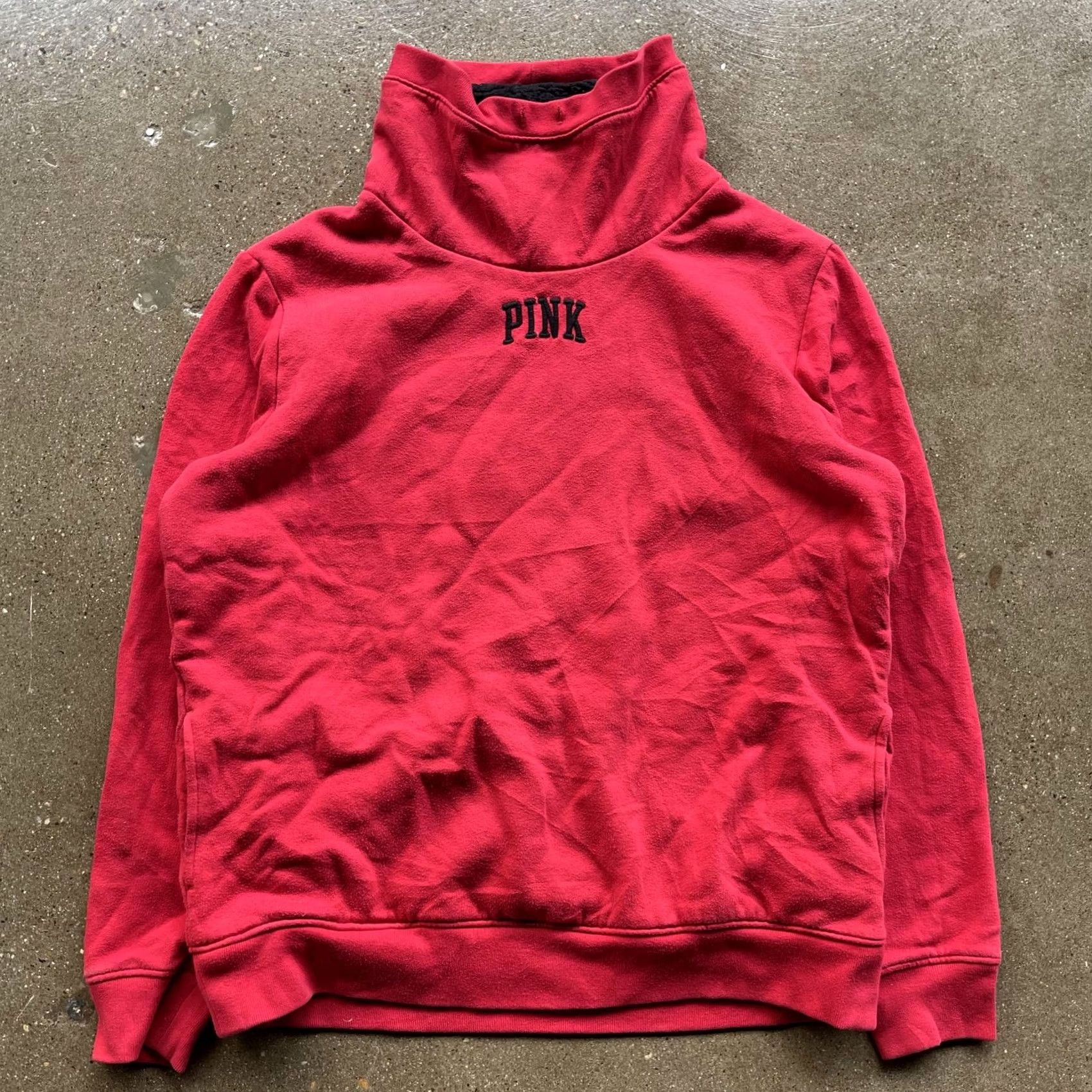 Pinko PINK Sweatshirt Womens Small Red Funnel Neck Sherpa Fleece Embroidered Logo PINK Victoria's Secret Size S / US 4 / IT 40 - 2 Thumbnail