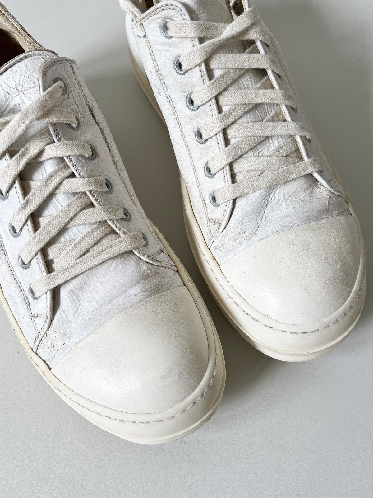 Rick Owens Rick Owens White Painted Leather Low Ramones Size US 8 / EU 41 - 11 Thumbnail