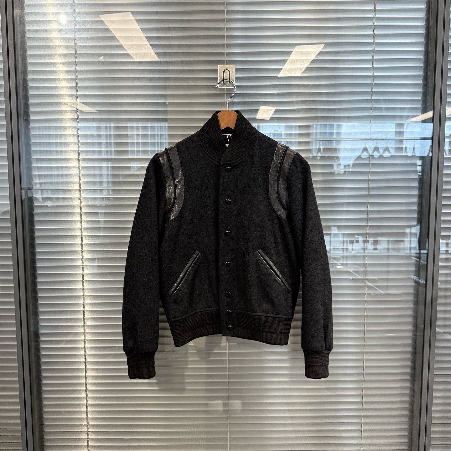 Saint Laurent Paris Saint Laurent Leather Trim Wool Varsity Jacket Size 38 Size S / US 4 / IT 40 - 1 Thumbnail