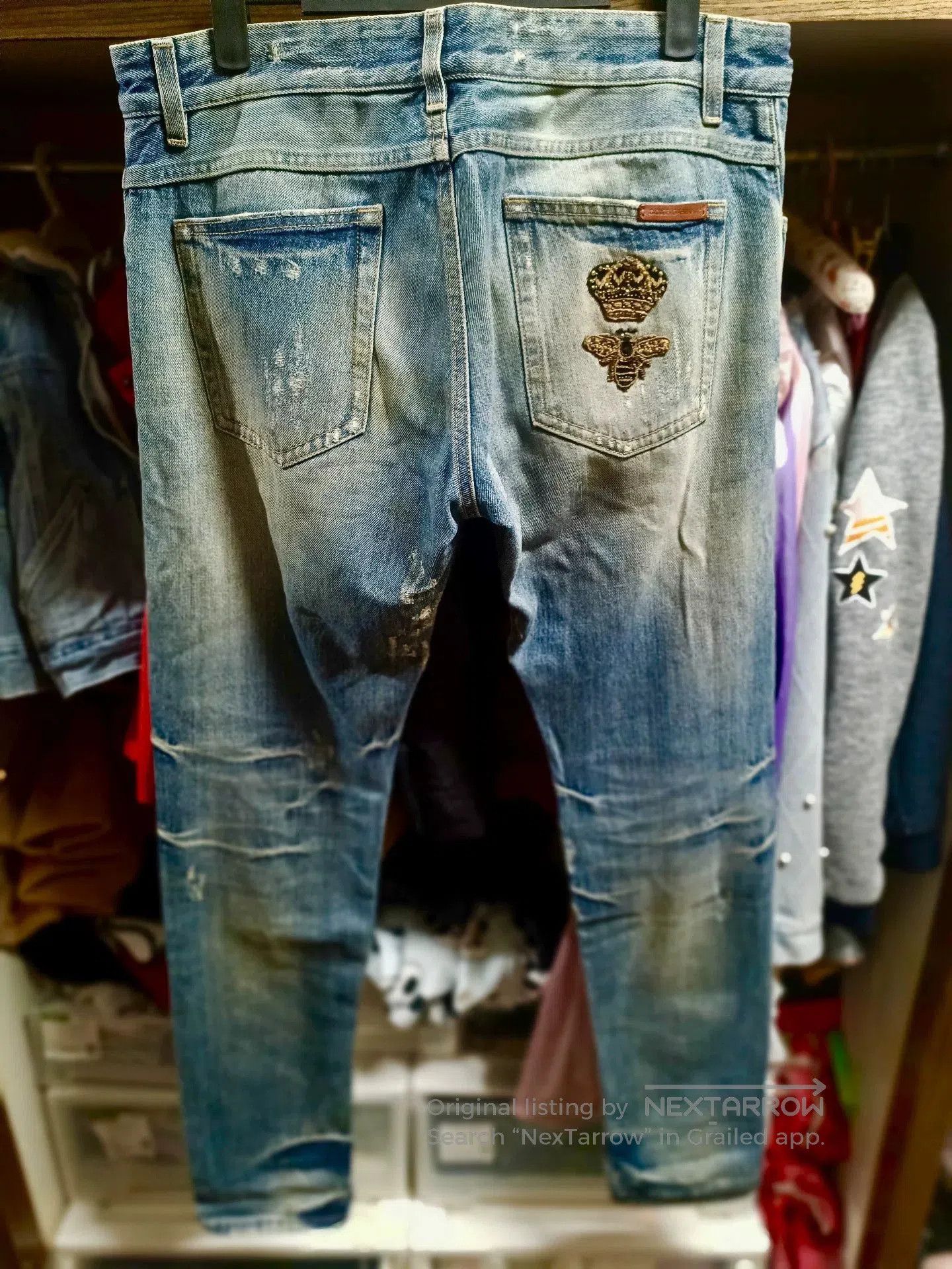Dolce & Gabbana Dolce & Gabbana Crown Bee Embroidery Jeans. Size US 32 / EU 48 - 2 Thumbnail