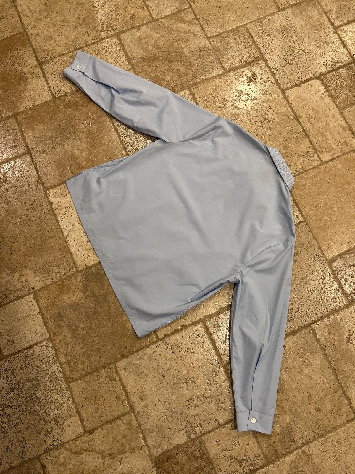Prada Prada Light Blue Studded Embellished Zip Up Shirt Jacket Size US XL / EU 56 / 4 - 13 Thumbnail