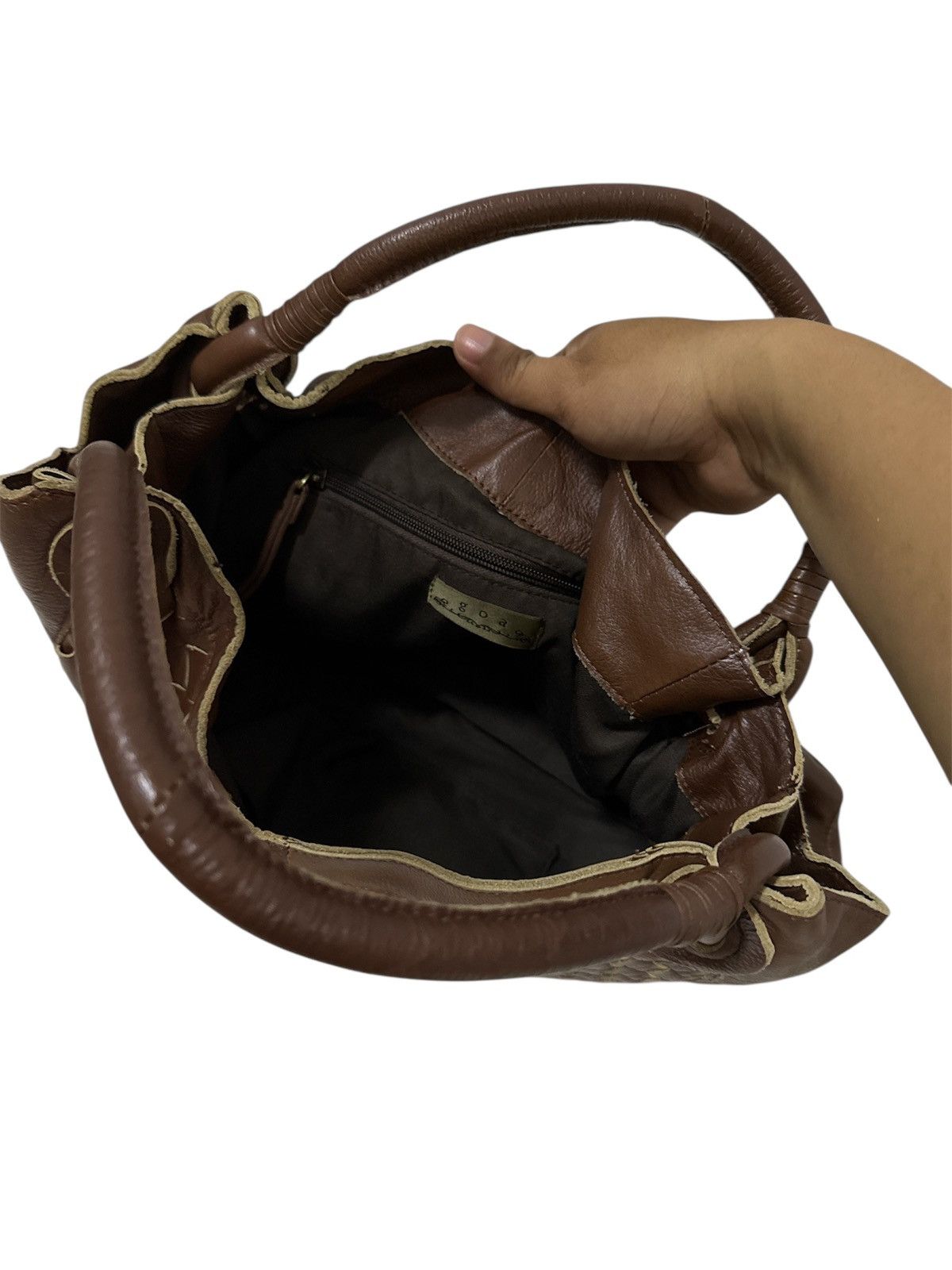 GOA Vintage GOA woven cowhide fully leather patina hand bag Size ONE SIZE - 6 Thumbnail