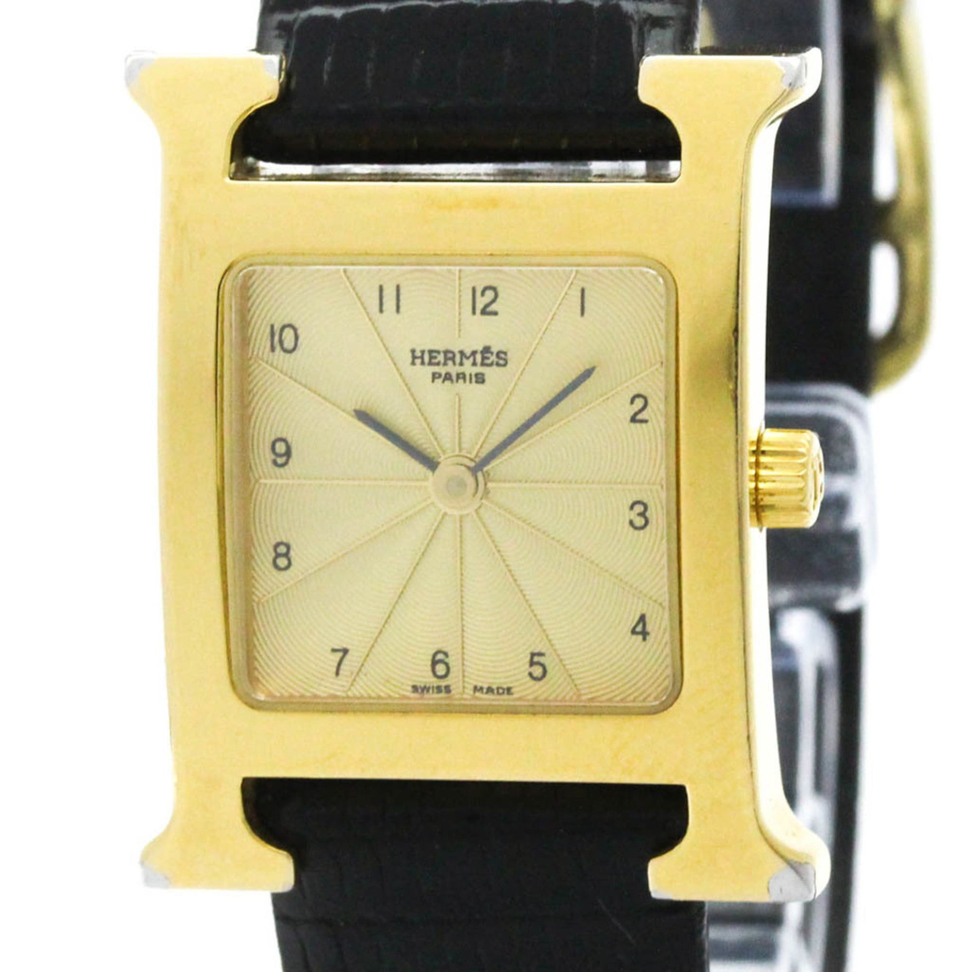 Hermes HERMES H Watch Gold Plated Leather Quartz Ladies Watch HH1.201 Size ONE SIZE - 1 Thumbnail
