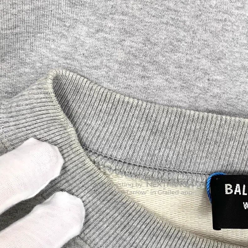 Balenciaga Balenciaga Gray Logo Letter Embroidered Cotton Crewneck Lo Size US S / EU 44-46 / 1 - 9 Thumbnail