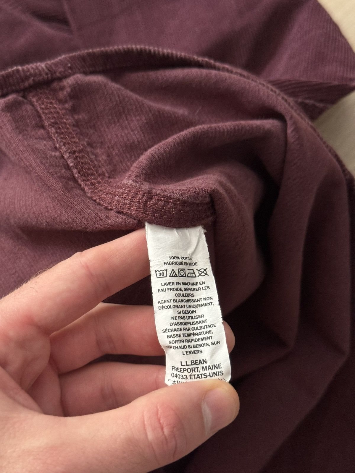 L.L. Bean Vintage 00’s L.L. Bean USA Velvet Corduroy Burgundy Shirt Size US XL / EU 56 / 4 - 5 Thumbnail