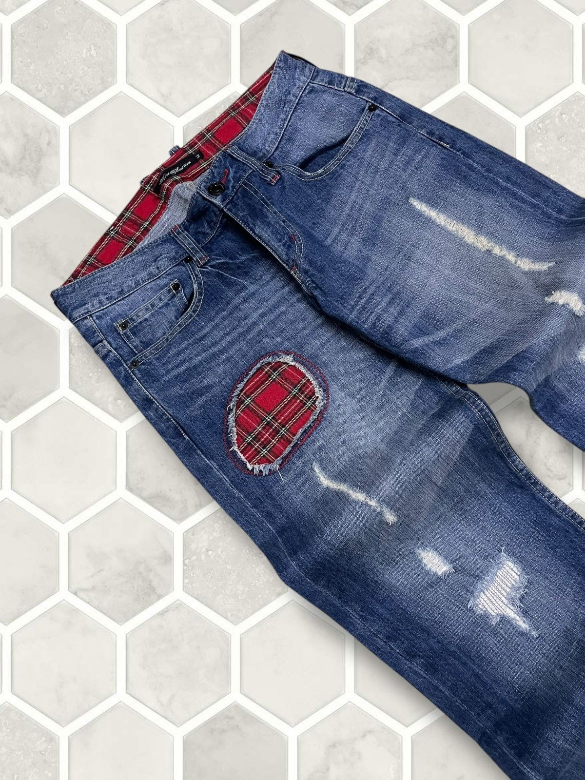 Hysteric Glamour Vintate Authentic Japan 90s Root Three Distressed Denim Size US 31 - 7 Thumbnail