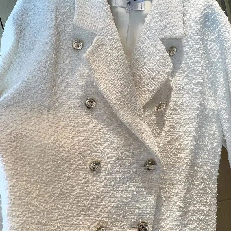 Chanel Chanel White Cotton Blend Women's Jacket . Size M / US 6-8 / IT 42-44 - 6 Thumbnail