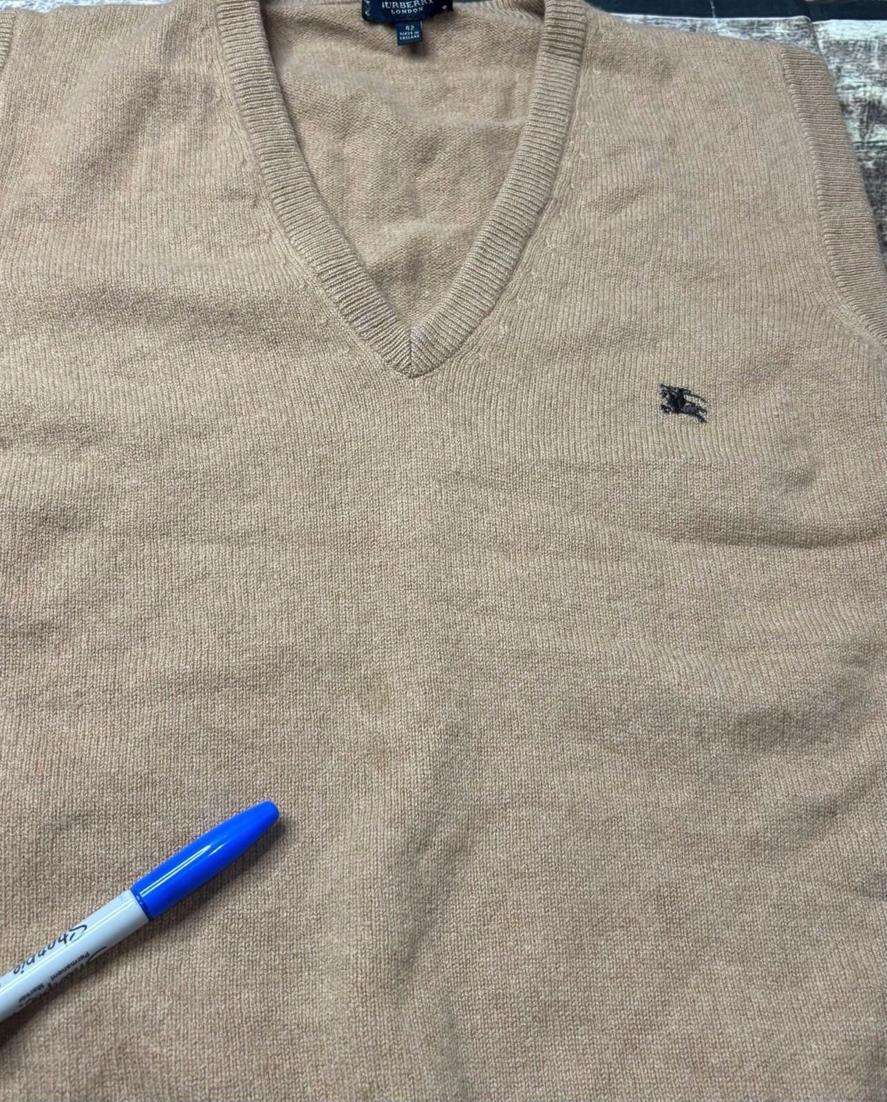 Burberry Burberry Sweater Vest Mens 42 Large Pure Wool Camel Size US L / EU 52-54 / 3 - 6 Thumbnail