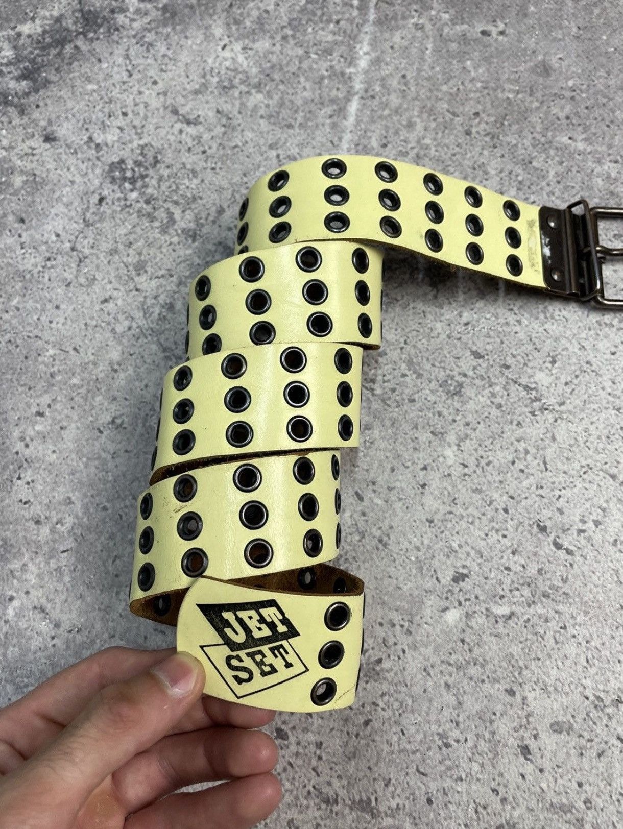 JET SET Studded VTG Leather Belt Grunge Punk Undercover Owens Vibe Size ONE SIZE - 6 Thumbnail