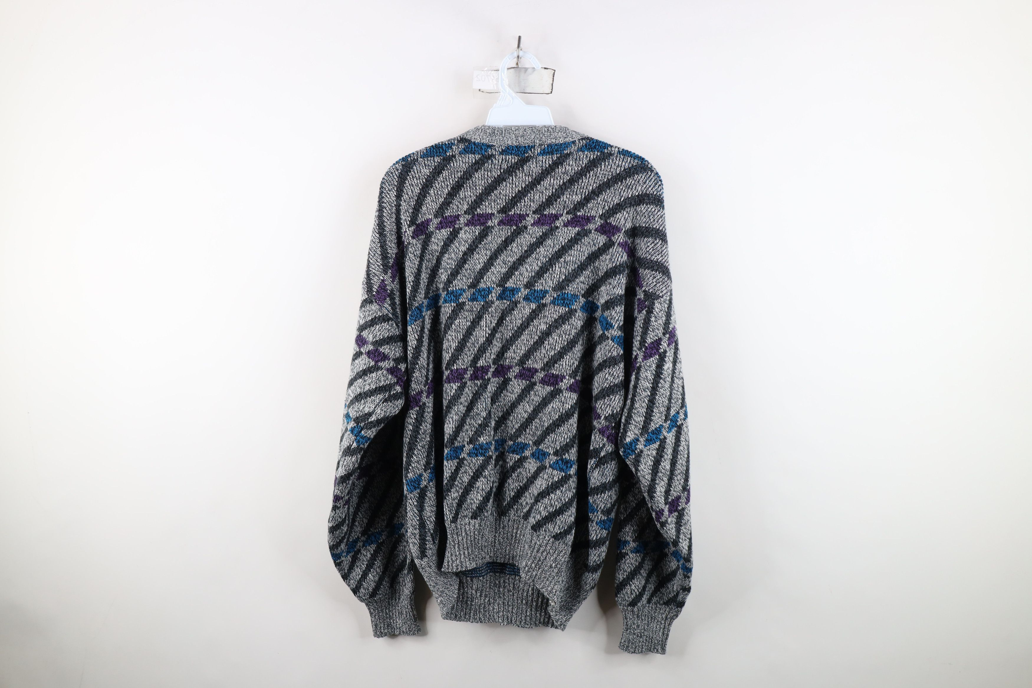 Vintage Vintage 90s Streetwear Geometric Knit Crewneck Sweater Size XL / US 12-14 / IT 48-50 - 7 Thumbnail