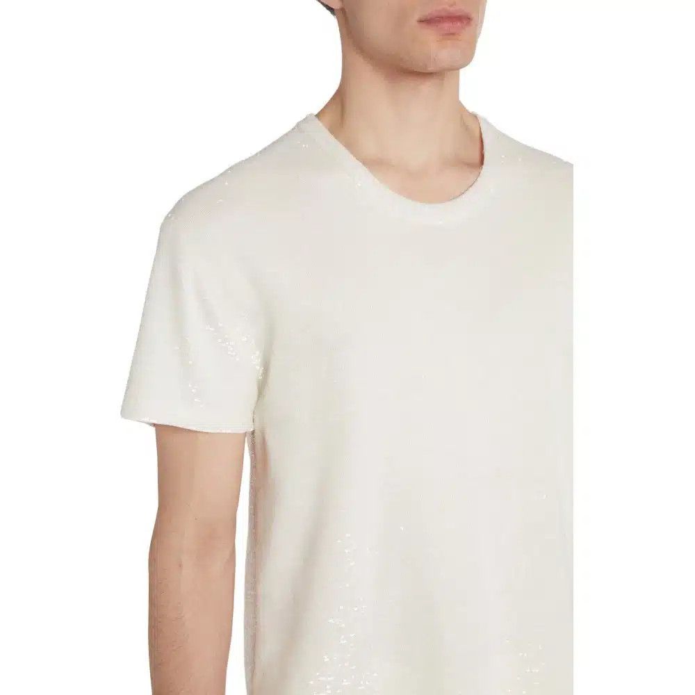 Tom Ford o1loc1c0226 KCS004 Silk Sequined Crewneck T-Shirt in White Size US L / EU 52-54 / 3 - 3 Thumbnail