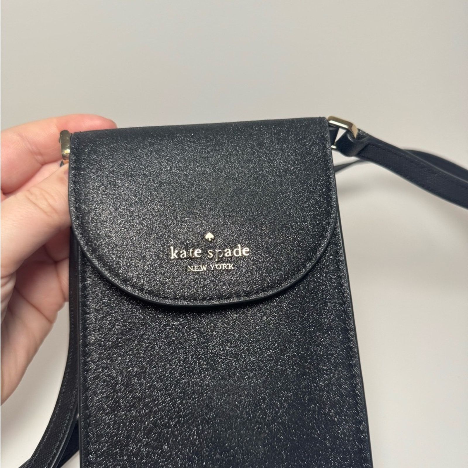 Kate Spade Kate Spade Cameron North South Black Glitter Phone Crossbody Size ONE SIZE - 7 Thumbnail