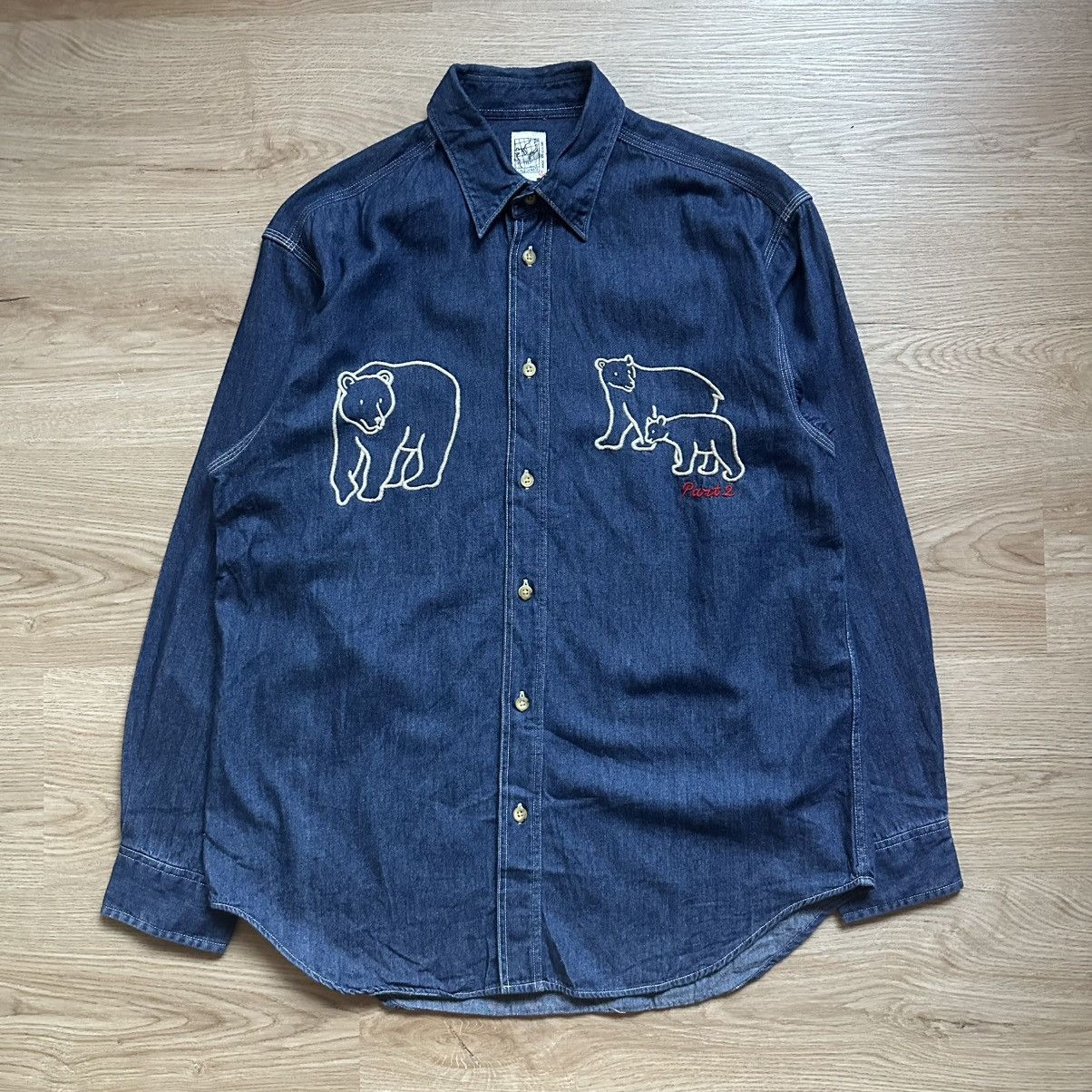 Junko Shimada Junko Shimada Part 2 Denim Bear Shirt Long Sleeve Button Up Size US M / EU 48-50 / 2 - 1 Thumbnail