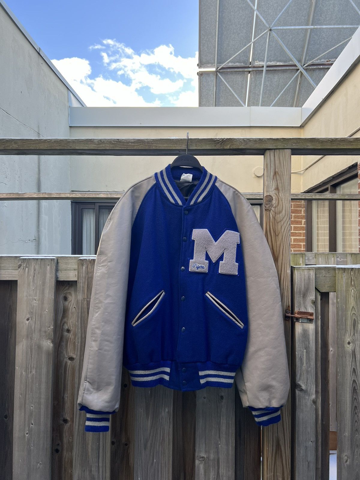 image of Vintage M Tigers Varsity Jacket in Blue, Men's (Size XL)