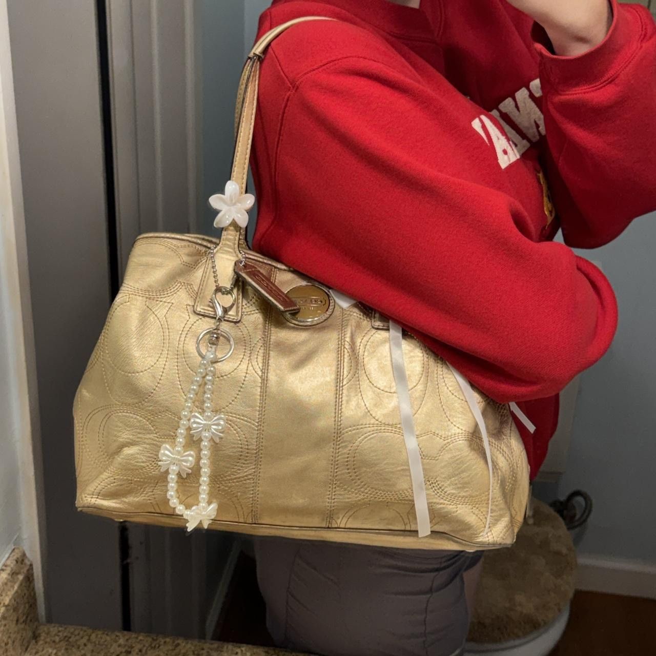 Coach Y2K Coach Kisslock Gold Monogramed Leather Bag Size ONE SIZE - 8 Thumbnail