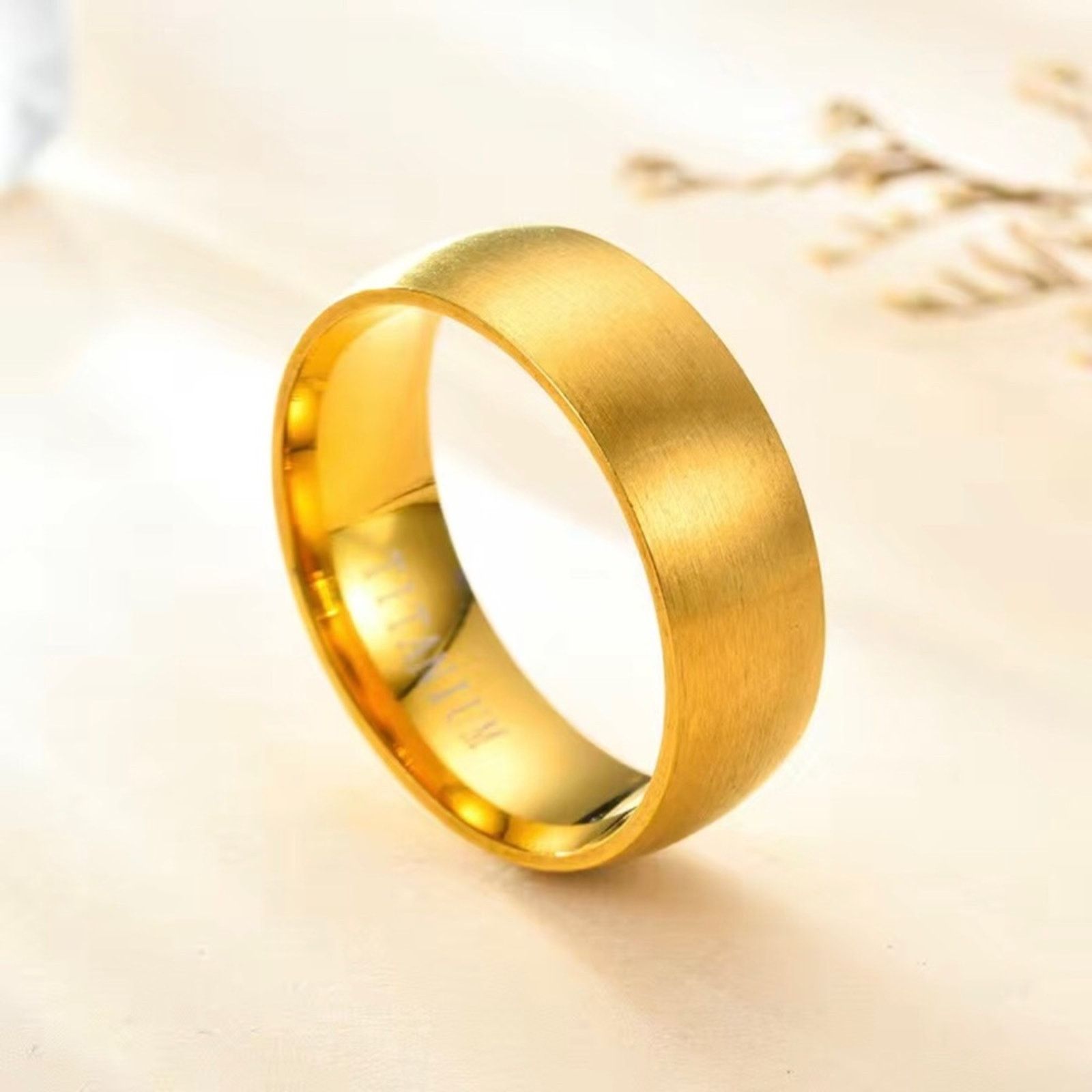 Jewelry MenS Matte Frosted Titanium Steel Band Ring NWT 12 in Gold, Men's