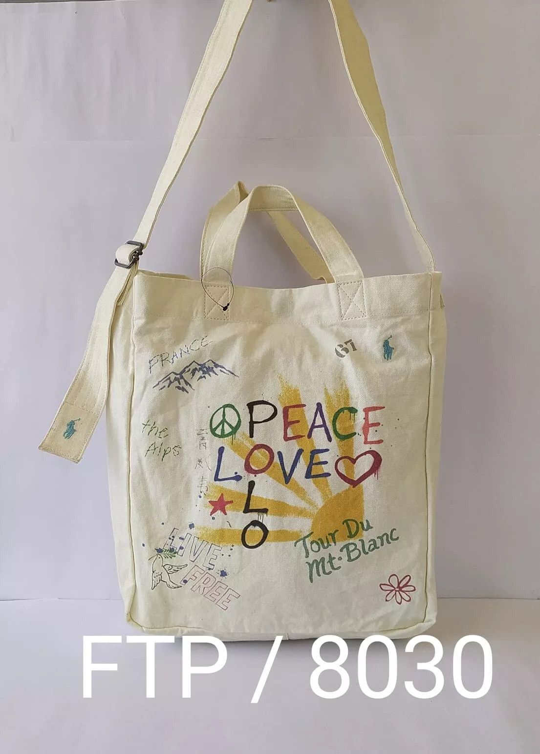 Polo Ralph Lauren PoloRalphLauren Love Print Canvas Shopper Tote Bag IFD 8030 Size ONE SIZE - 14 Thumbnail
