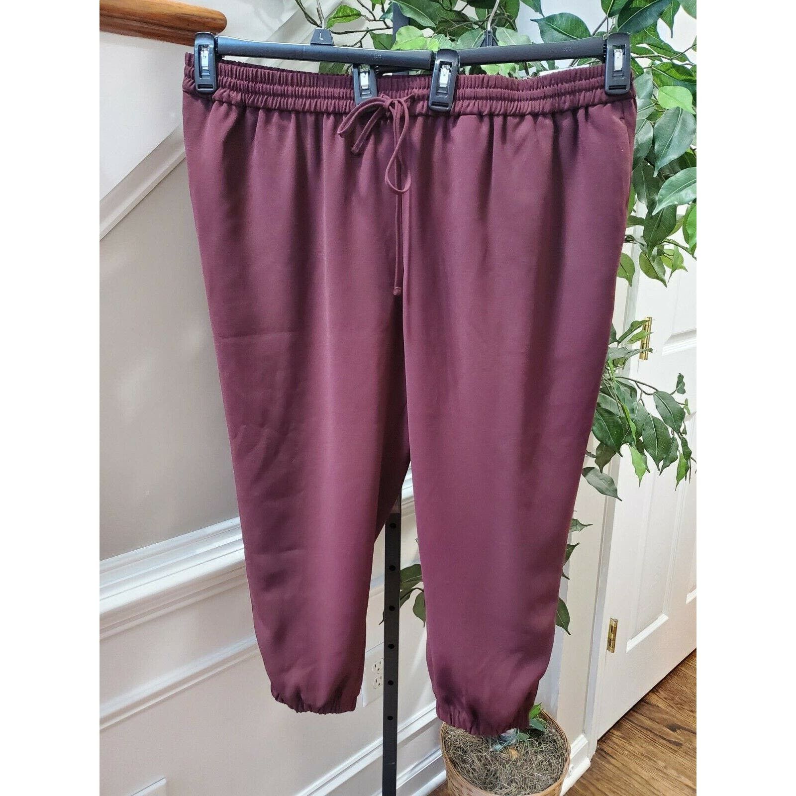 Express Burgundy Mid-Rise Ankle Adjustable Waist Trouser XL