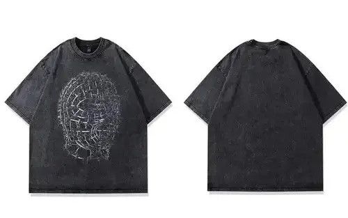 Japanese Brand Men Hip Hop Streetwear T Shirt Iron Human Head Model Graphic Size US M / EU 48-50 / 2 - 4 Thumbnail