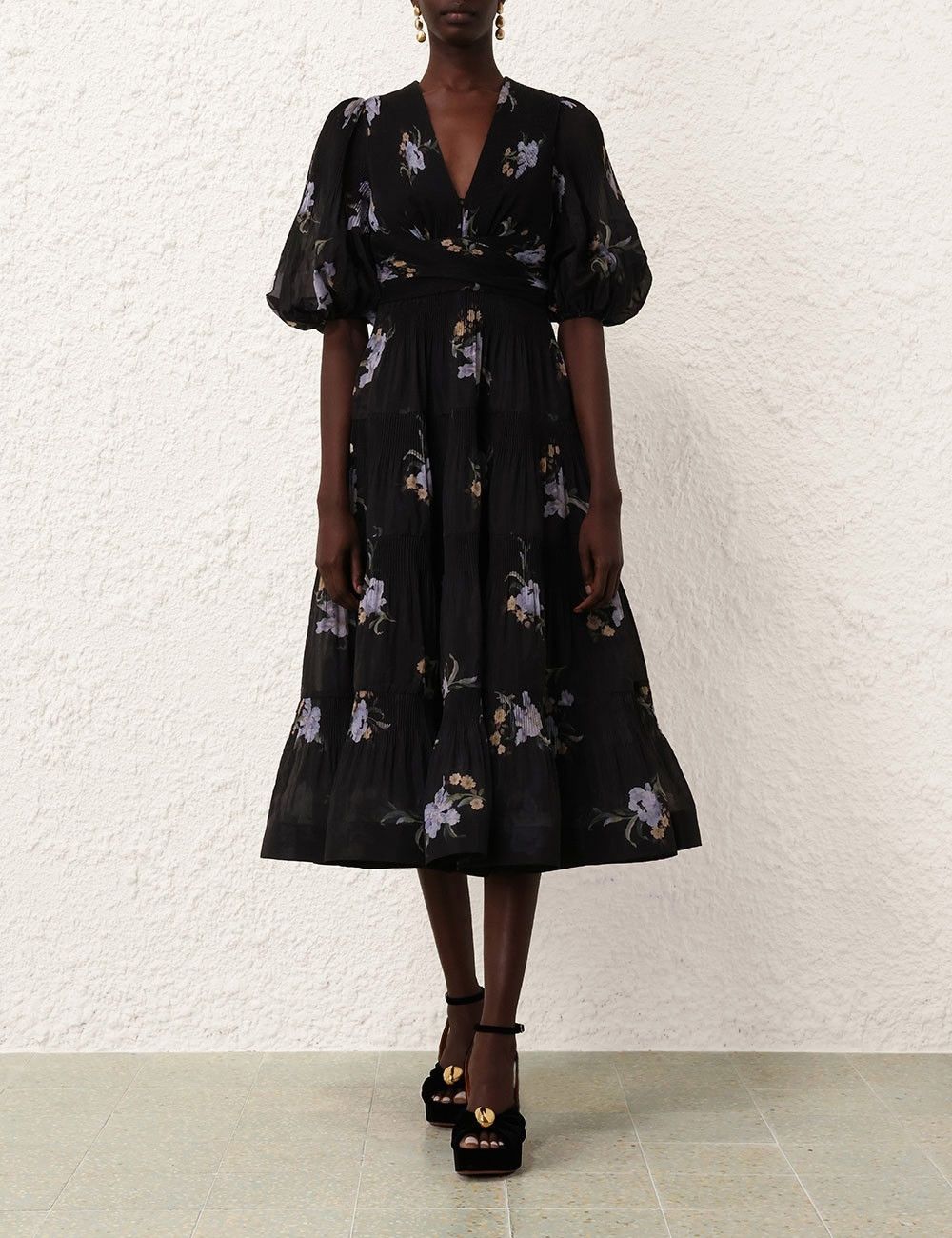 Zimmermann oc11z0825 Pleated Midi Dress in Black Size S / US 4 / IT 40 - 2 Thumbnail