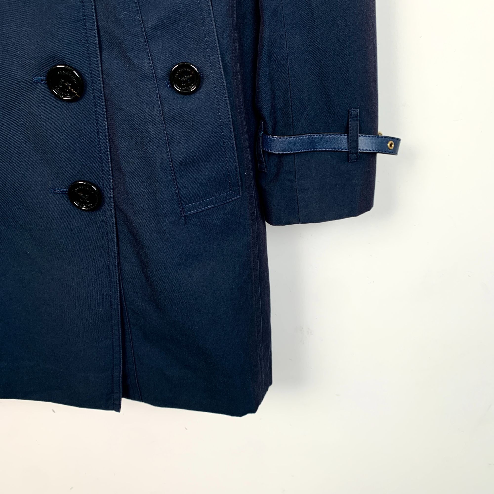 Burberry Burberry Deep Blue Cotton Double-Breasted Trench Coat W/ Lea Size M / US 6-8 / IT 42-44 - 5 Thumbnail