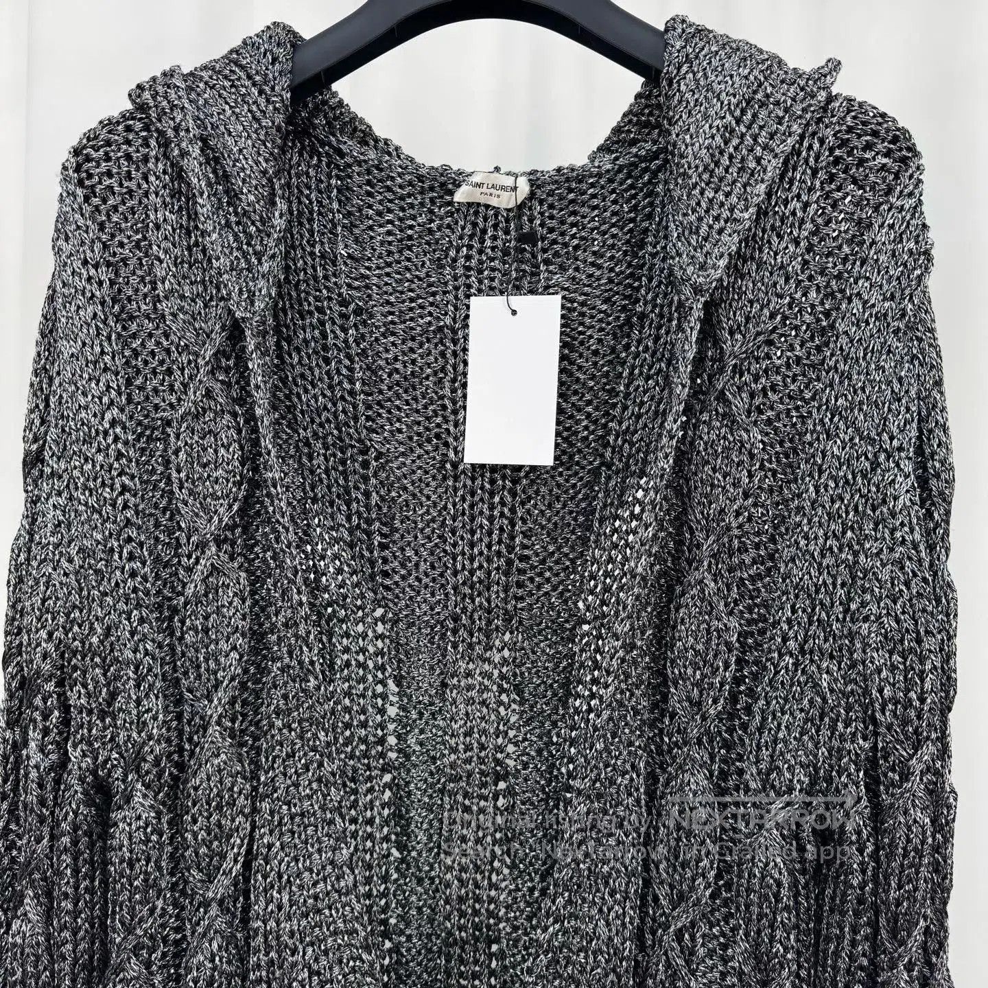 Saint Laurent Paris Saint Laurent Gray Cable-Knit Hooded Cardigan. Size S / US 4 / IT 40 - 3 Thumbnail