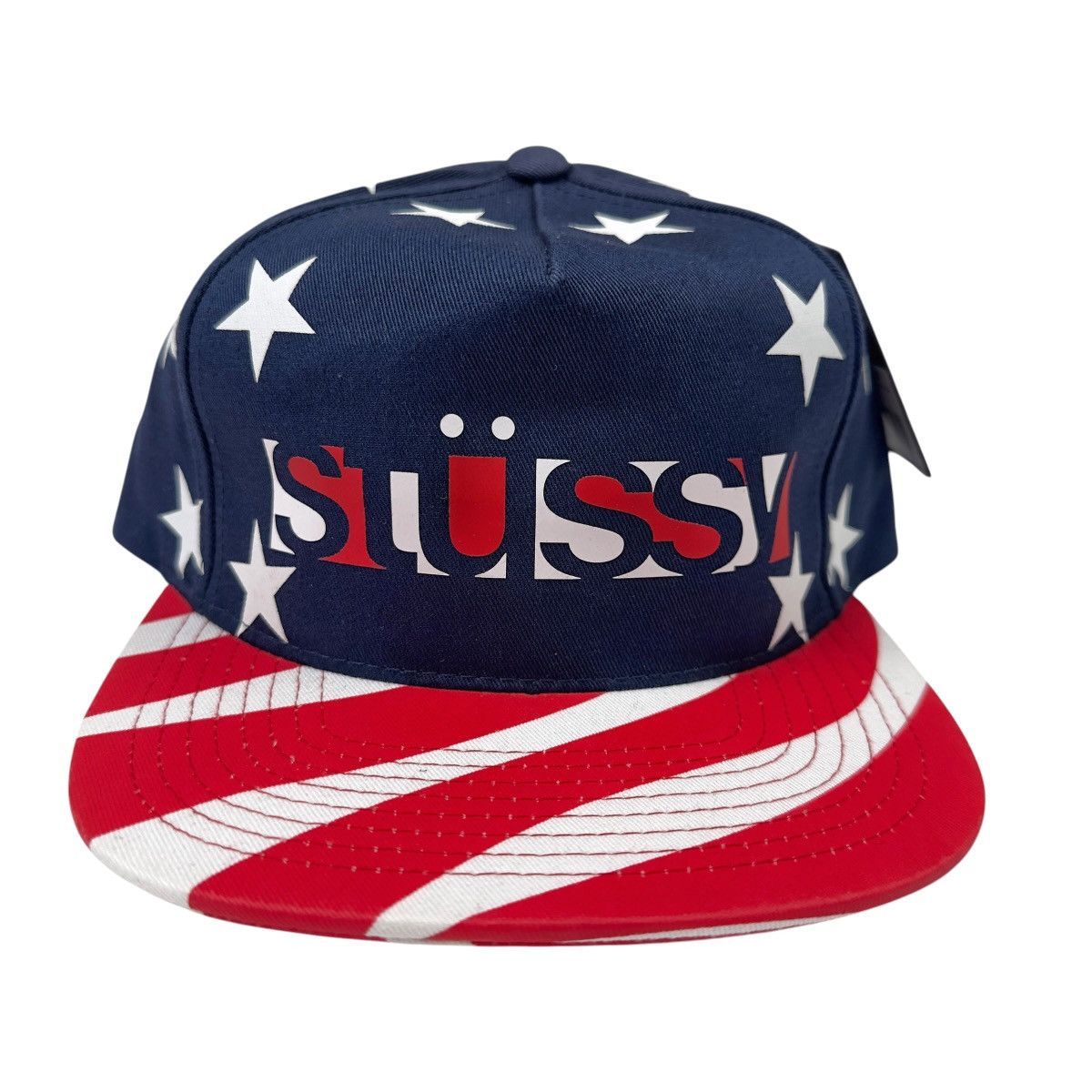 Stussy Stussy USA Team Block Cap SnapBack AOP Navy Hat Size ONE SIZE - 1 Thumbnail