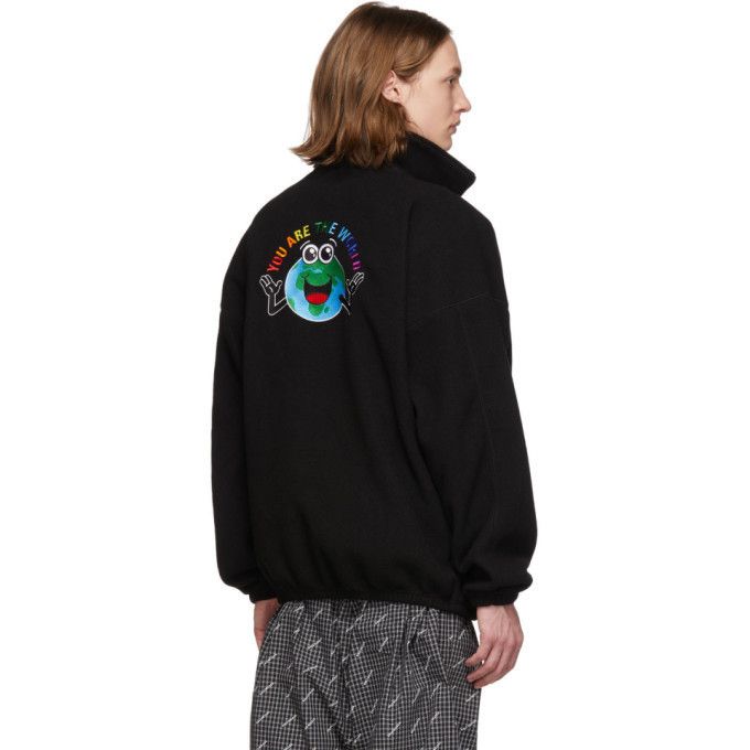 image of Balenciaga You Are The World Fleece Jacket in Black, Men's (Size Medium)
