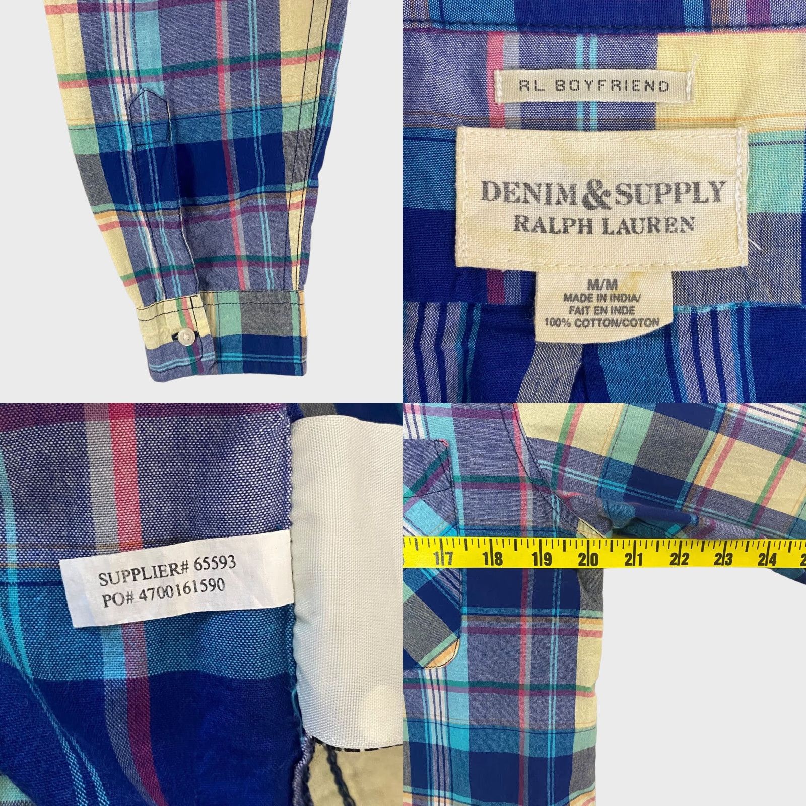 Ralph Lauren Ralph Lauren Denim & Supply Button-Up Shirt Womens Medium Blue Plaid Long-Sleeve Size M / US 6-8 / IT 42-44 - 8 Thumbnail