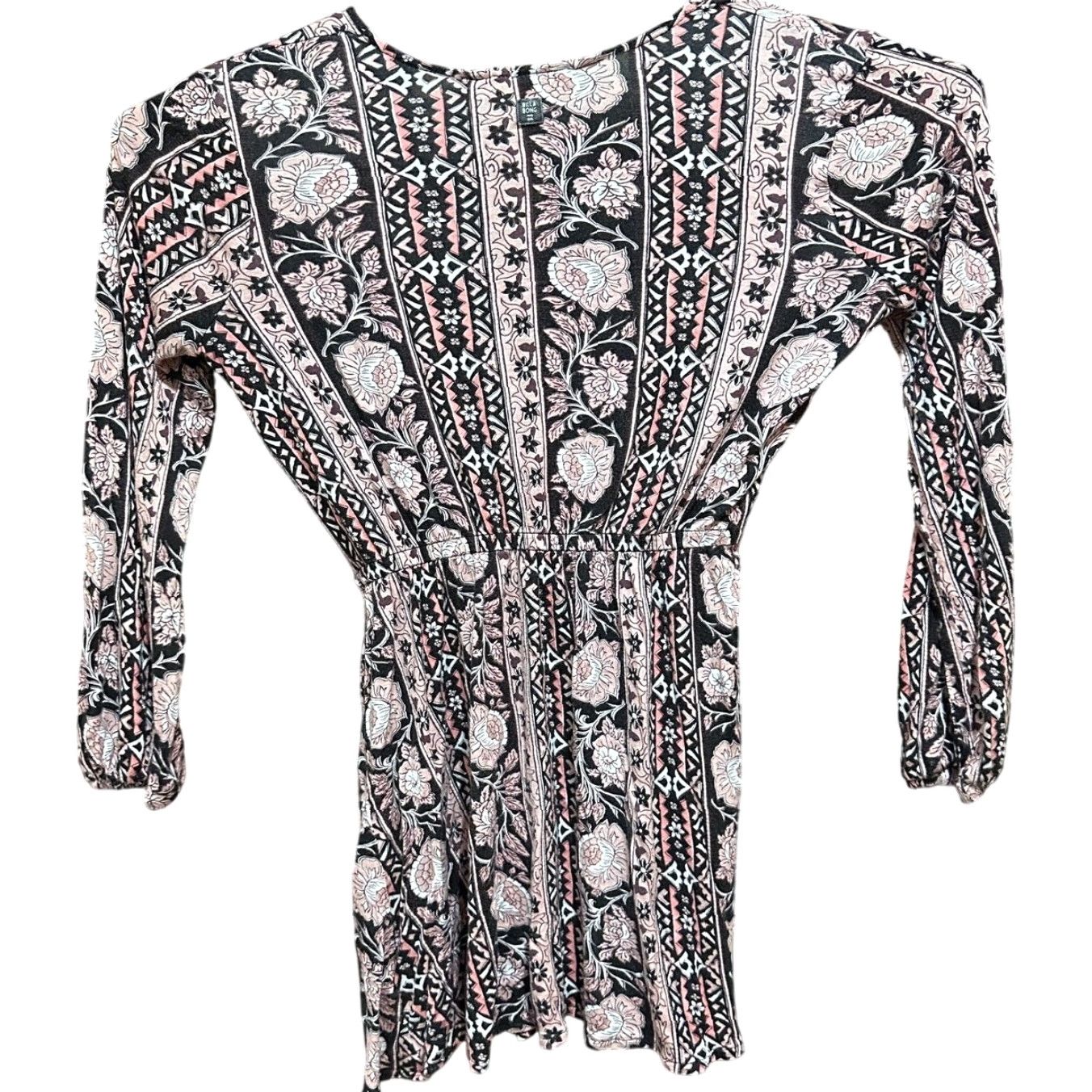 Billabong Billabong Dress Junior M Pink Long Sleeve Floral Faux Wrap Boho Hippie Surf Dress Jrs M Pink Floral Bohemian Summer Women's Size M / US 6-8 / IT 42-44 - 3 Thumbnail