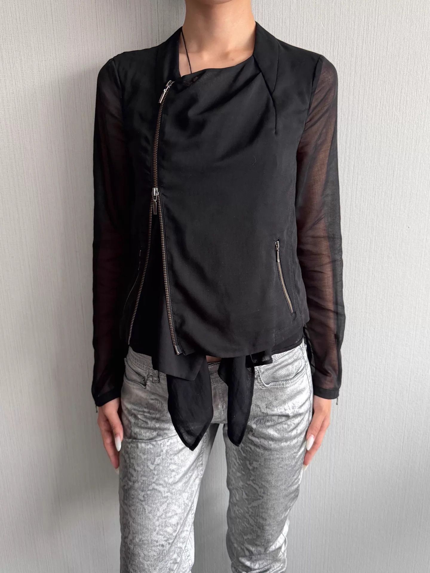 Vintage Vintage Japanese Sheer Panel Irregular Hem Jacket 38 Size XS / US 0-2 / IT 36-38 - 7 Thumbnail