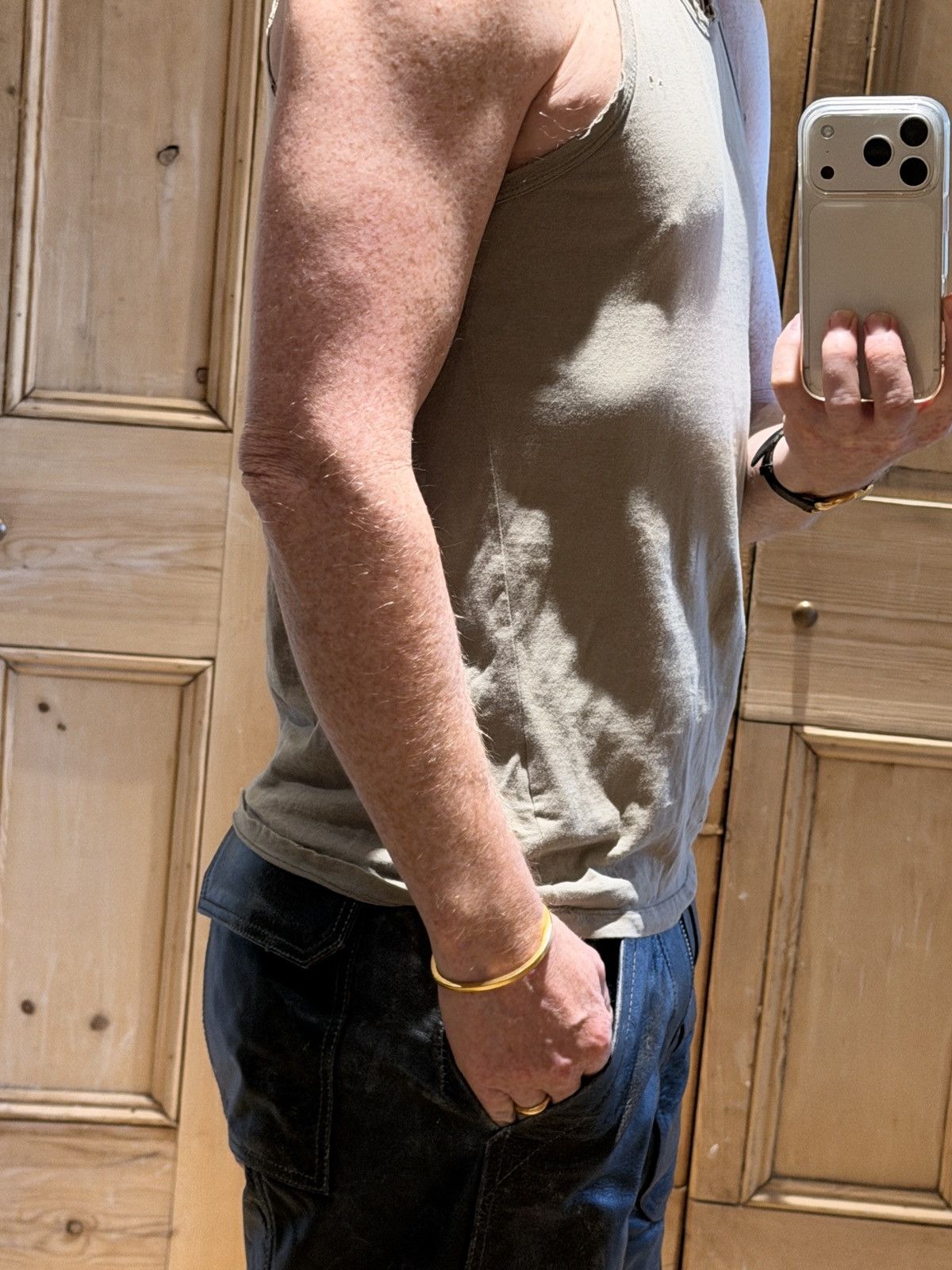 Helmut Lang Helmut Lang 1990s Archive Distressed Tank Top Beige Minimal Size US M / EU 48-50 / 2 - 3 Thumbnail