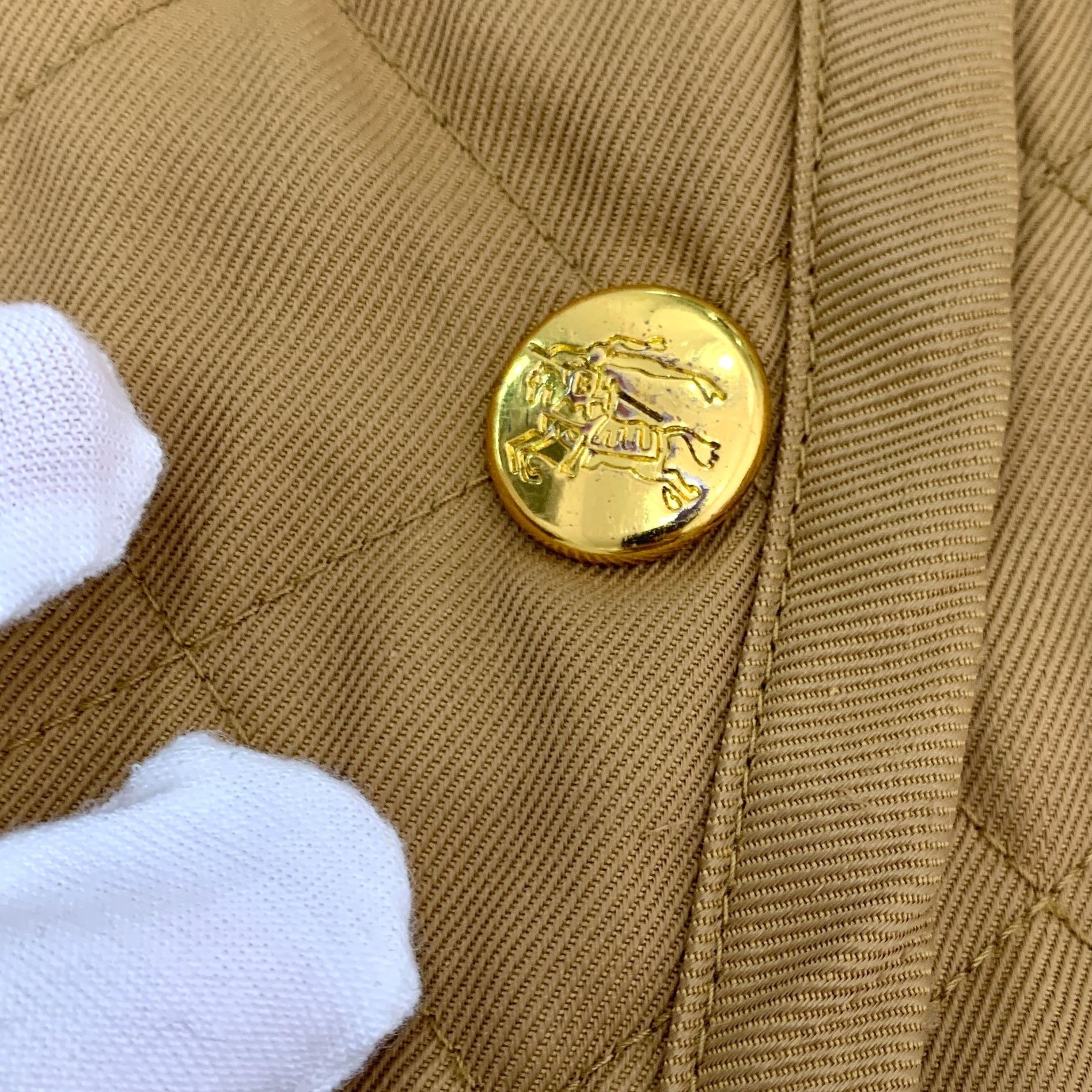 Burberry Burberry Brown and Yellow Cotton Coat with Gold Buttons (Siz Size XS / US 0-2 / IT 36-38 - 3 Thumbnail