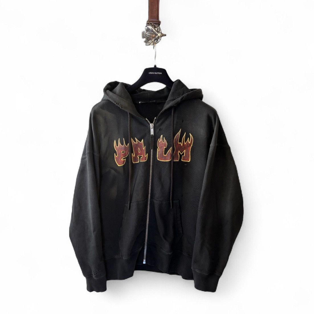 Palm Angels Palm Angels Flame Distressed zip hoodie Size US M / EU 48-50 / 2 - 1 Thumbnail
