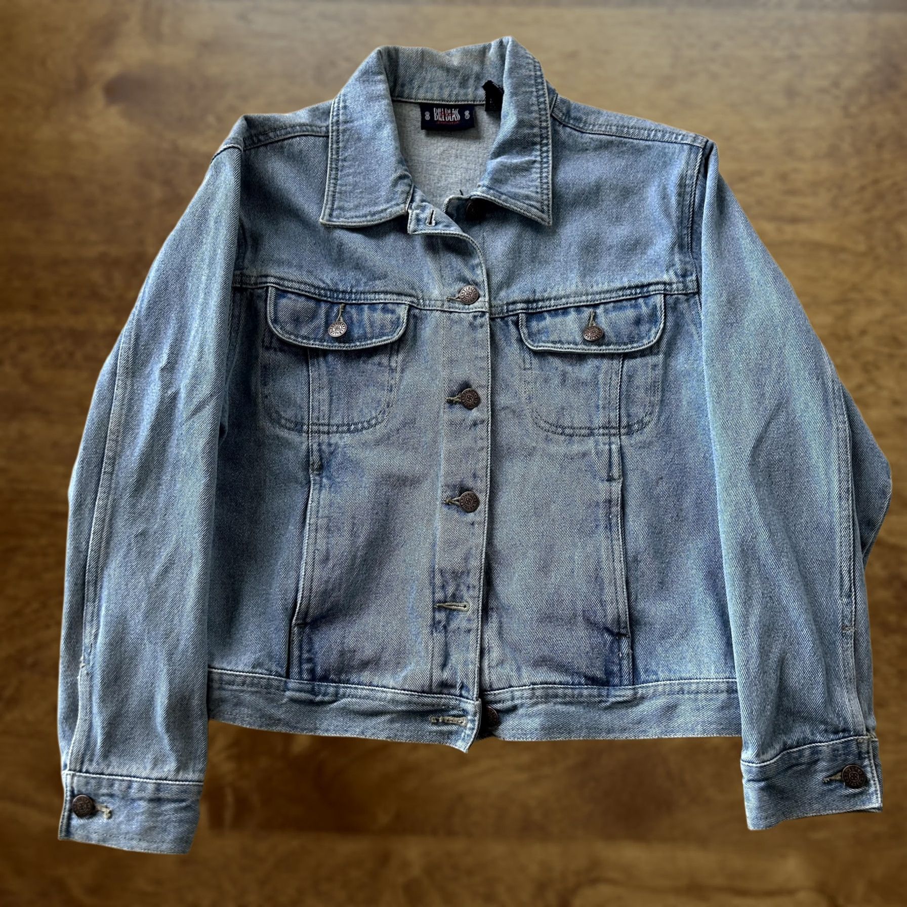 Denime Vintage Bill Blass Denim Jacket Womens PL Button Front Collared Short Petite Size 36" / US 14 / IT 50 - 1 Thumbnail