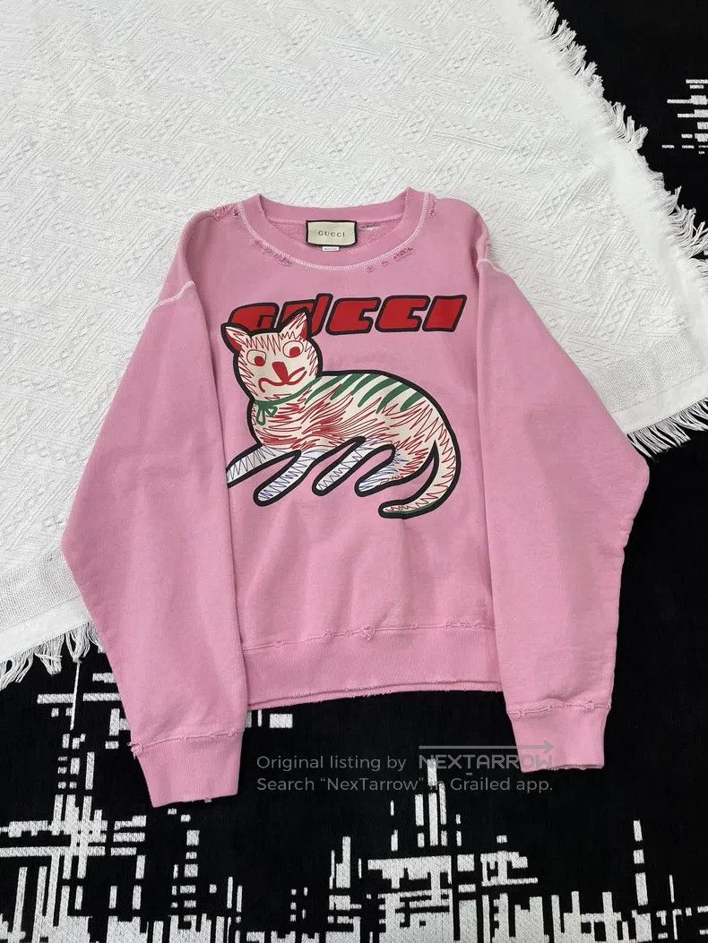 Gucci Gucci Pink old hole design cat letter sweatshirt Size XS / US 0-2 / IT 36-38 - 1 Thumbnail