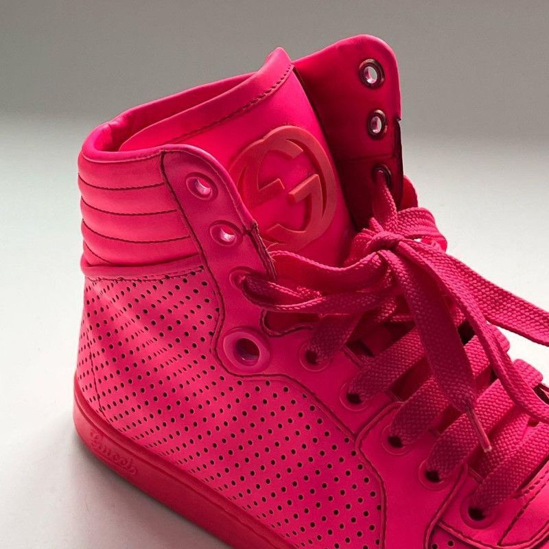 Gucci Gucci High-Top Sneakers in Bright Pink Size US 5.5 / EU 38 - 6 Thumbnail