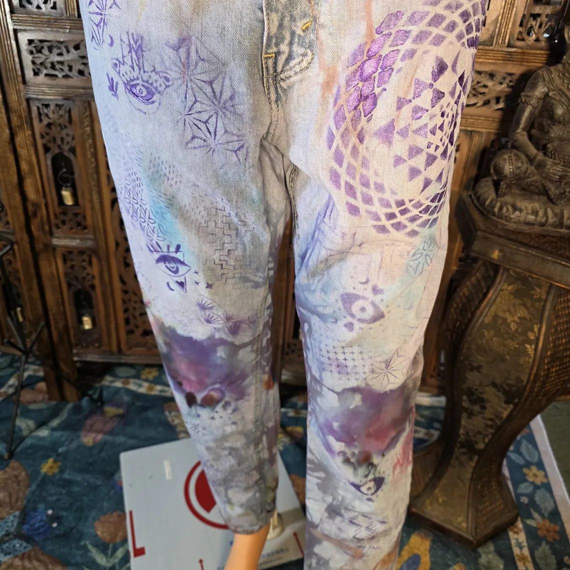 Levi's Vintage Clothing Painted Ice Dyed Jeans Size 36" / US 14 / IT 50 - 6 Thumbnail