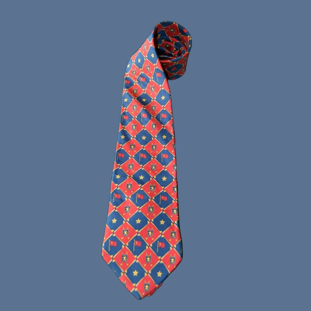 Tommy Hilfiger Tommy Hilfiger Men's Tie Red and Blue Silk Geometric Italy USA Silk Tie Red Blue Tommy Hilfiger Size ONE SIZE - 1 Thumbnail