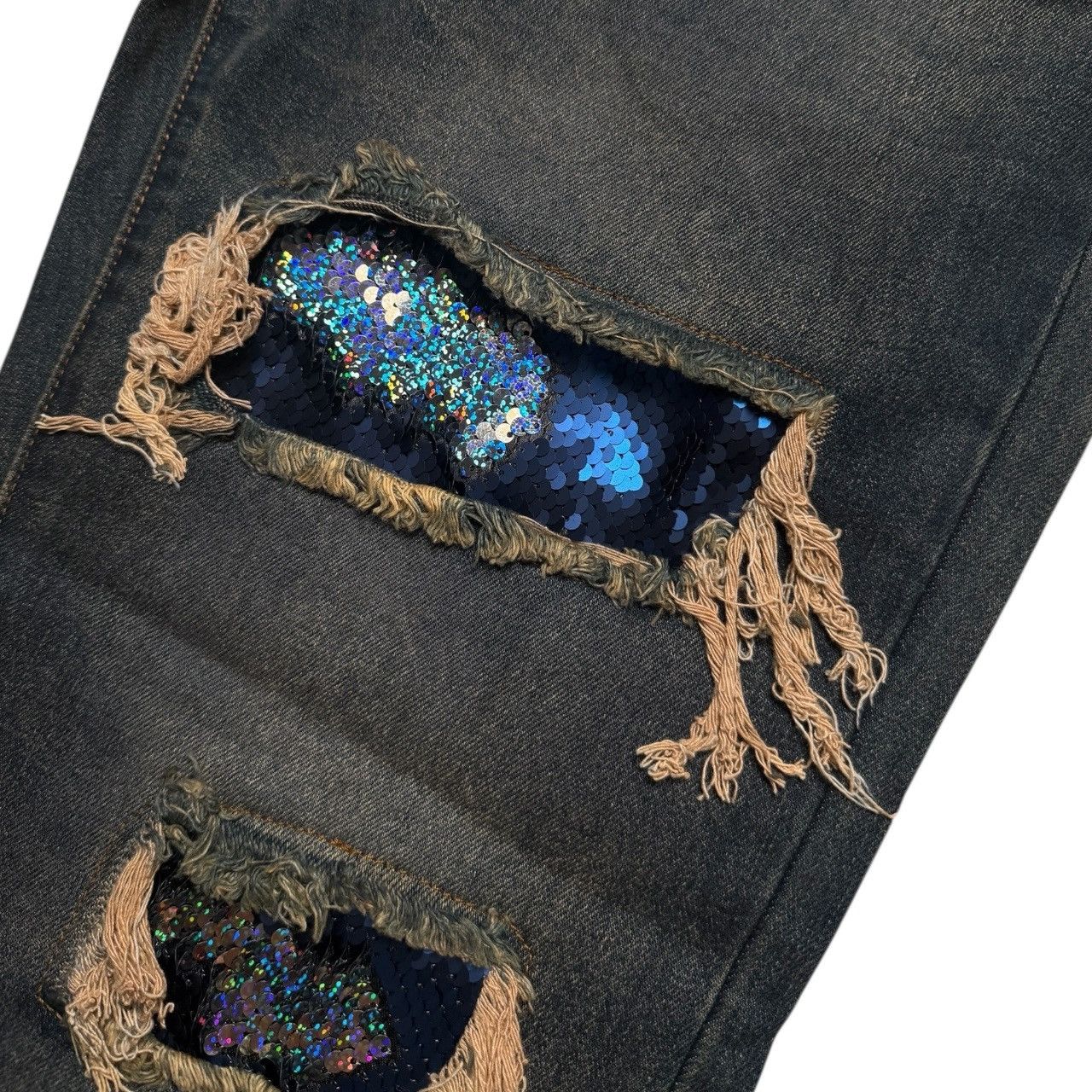Number (N)ine Vincent Corporation Sequin Denim Pants Size US 30 / EU 46 - 3 Thumbnail