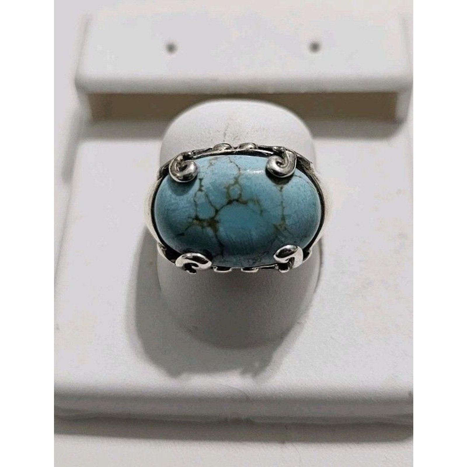 Sterling Silver Blue Stone 925 Silver Ring Size 9 Size ONE SIZE - 1 Thumbnail