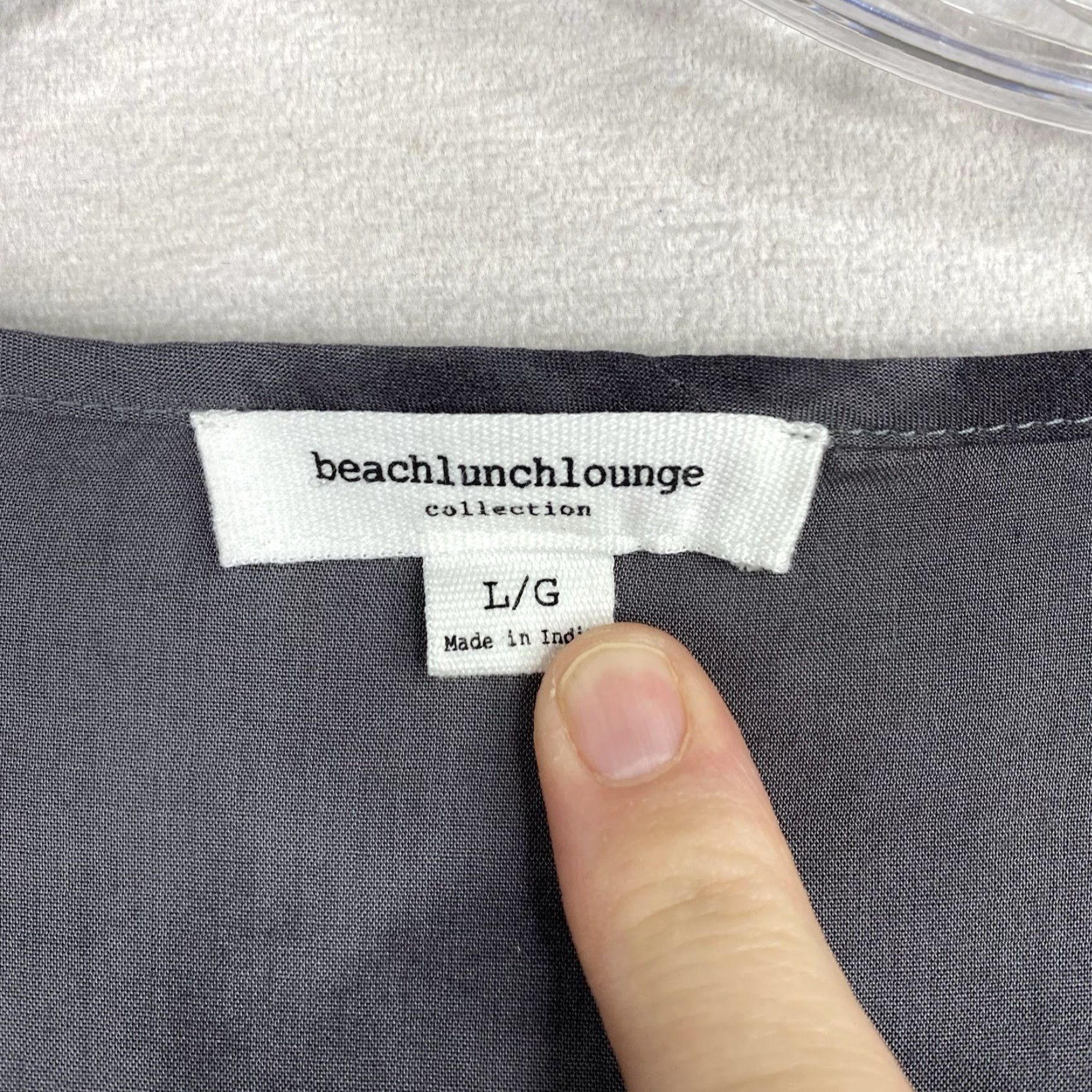 Vintage Beach Lunch Lounge Blouse Womens L Top Gray Tie Dye Ruffle Tie Neck Long Sleeve Size L / US 10 / IT 46 - 3 Thumbnail
