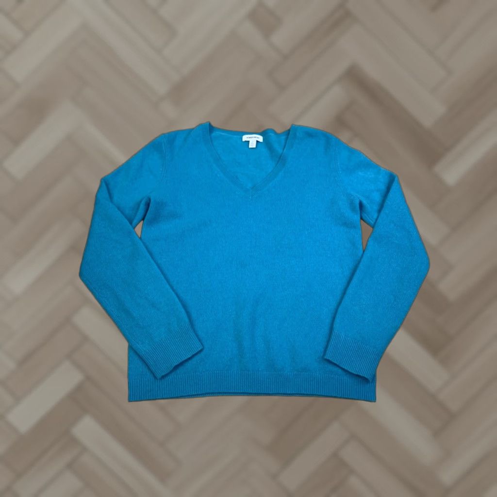 Nordstrom Nordstrom Casmere Sweater Womens Teal S Pullover V Neck 12204 Size S / US 4 / IT 40 - 1 Thumbnail
