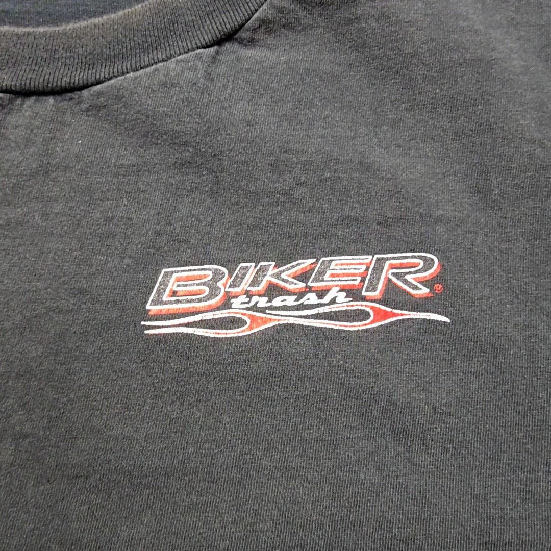Jerzees Vintage Biker Trash Shirt Caution Motorcycle Black XL Tee Size US XL / EU 56 / 4 - 9 Thumbnail